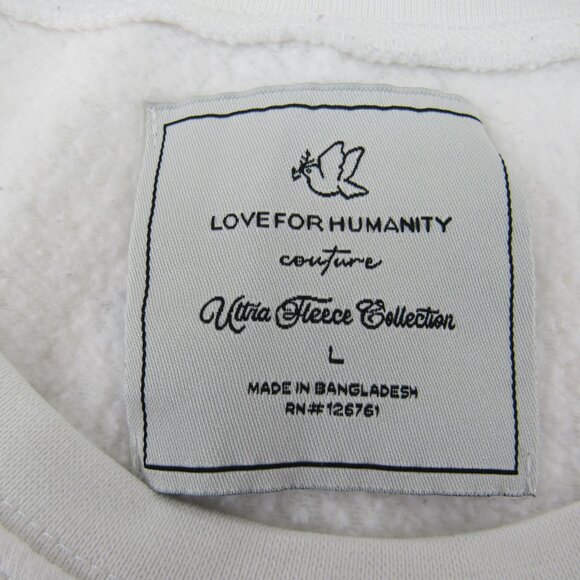 Love For Humanity Women's White Fleece Graphic Design Whiskey Sweat Shirt Size L - Picture 12 of 12